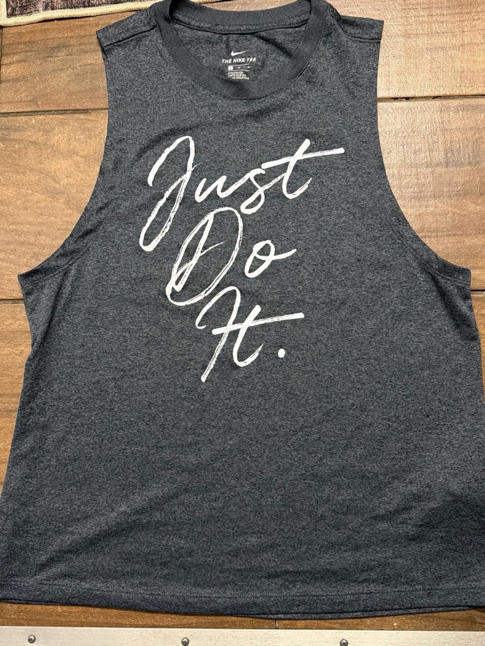 Nike Charcoal Heather Graphic Tee with White Script